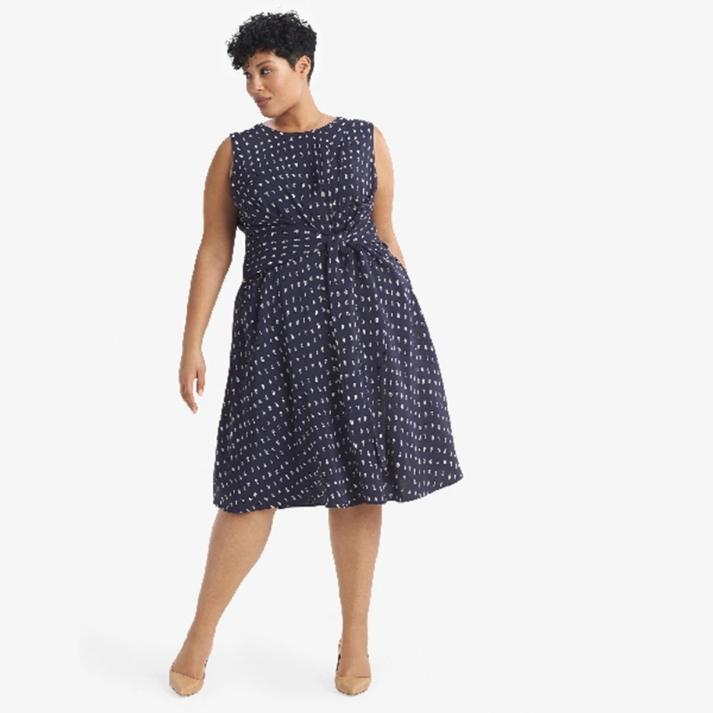 MM LaFleur The Samantha Dress Swipe Print Dark Iris Navy Sleeveless Plus Size 2